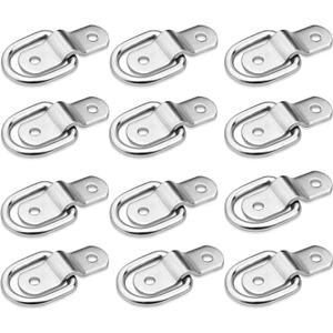 D-Ring Tie Downs Anchor1/4 Heavy Duty Surface Floor Mount Lashing Rings 2400 lbs Cargo Trailers Load-Bearing Hangers Bracket (Pack of 12) (silver)