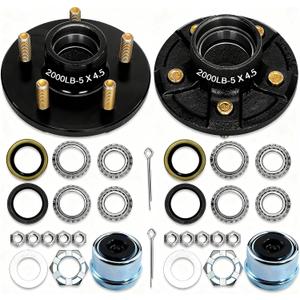 2 Sets 2000Lbs Trailer Hub Kit 5 Bolt 4.5",5 Lug Trailer Wheel Hub Fit 1" and 1-1/16" Trailer Straight Spindles,54.5 Trailer Axle Kit,Boat Trailer Hubs 5 Lug(only for Straight Spindle)