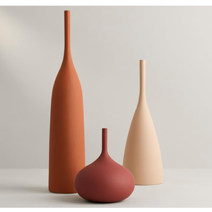 DecoVlog Ceramic Vases Set of 3, Modern Boho Vases for Centerpiece Decor, Matte Minimalist Decorative Vases for Home Decor, Living Room, Bookshelf, and Entryway Table Decor (Multicolor-1)