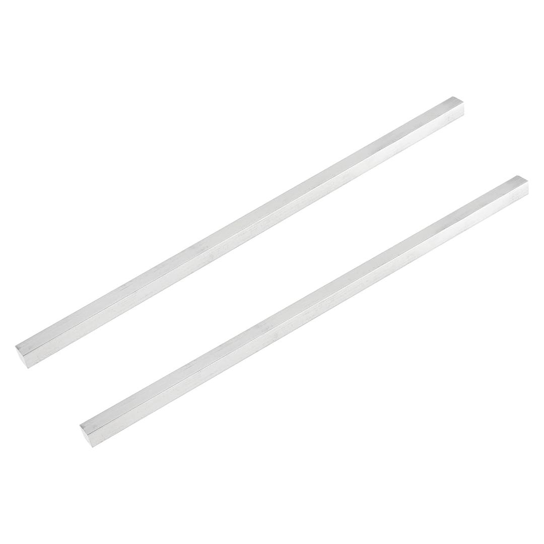 MECCANIXITY 2 Pcs Square Aluminum Flat Bar, 3/8" (10mm) Thick x 3/8" (10mm) Width x 12" (305mm) Long 6061 Aluminum Flat Plate Solid New Mill Stock Silver for Industrial Building