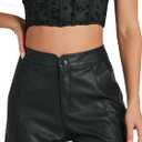 Zebaexf Women's High Waist Faux Leather Shorts Sexy PU Leather Shorts with Pockets, Size: Medium, Dark-Black