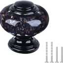 4 Pack Black Cabinet Knobs, 1-3/8 Inch(36mm) Decorative Crystal Dresser Drawer Knobs, Vintage Round Black Knobs and Pulls with Two Different Sizes Screws for Easy Installation