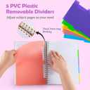 5 Subject Notebook for Work with Removable Dividers Tabs, Large 8.5" x 11 Spiral Lined Notebooks for School Note Taking & Organizer, A4 240 Pages College Ruled Journal for Women & Writing, Pink