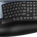 Ergonomic Wireless Keyboard and Mouse, MK835 Ergo Bluetooth/2.4G Split Design Keyboard Mouse Combo with Cushioned Palm Rest, Multi-Device, Wave Keys, Rechargeable, for Windows/Mac/Android