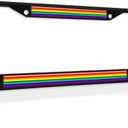 Fastasticdeals Metal Insert License Plate Frame Rainbow Weatherproof Car Accessories Black 2 Holes Solid Insert