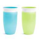 Munchkin Sippy Cups for Toddlers 1-3, Spill Proof Miracle 360 Cup, 10 Ounce, 2 Pack, Green/Blue