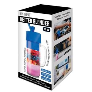 Better Blender Turbo Power USB Rechargeable 16 Oz, Blue
