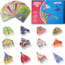 Paper Airplane Origami Kit for Kids Ages 8-12, 12 Paper Airplane Designs with 36 Colorful Origami Papers, Folding Airplane Activities for Kids, Creative Origami Kit Gift for Boys Girls