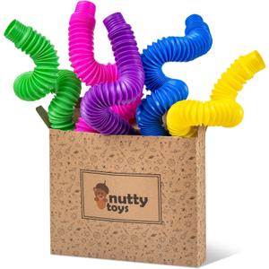 NUTTY TOYS Jumbo XXL Pop Tubes - Sensory Toys - Fine Motor Skills Learning for Toddlers, Top ADHD & Autism Fidget 2025 for Kids, Best Preschool Gifts Idea Unique Boy & Girl Easter Basket Stuffers