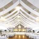 8 Panels White Ceiling Drapes for Wedding Ceiling Drapes 5ftx30ft Wedding Arch Draping Fabric Sheer Curtains Voile Chiffon Drapery Draping Wedding Ceiling Decorations for Party Ceremony Stage Swag