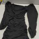 Ofenbuy Women's Mesh Long Sleeve Dress Square Neck Ruched Mini Bodycon Dress Stretch Party Cocktail Dresses Black, S