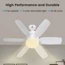 Fanspex 20.5'' Socket Ceiling Fan Light, 5 Fan Speeds with 3 Colors Adjustable Light, 8 Hours Timer (White)