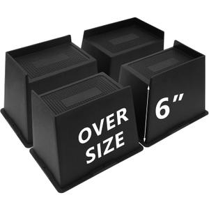 4 Pack Bed Risers 6 inch Heavy Duty, Oversized Furniture Risers, Extra Wide Bed Lifts Risers for Table, Sofa, Dorm Twin XL, Couch, Desk, Bed Frame Risers Supports Up to 6,500 Lbs