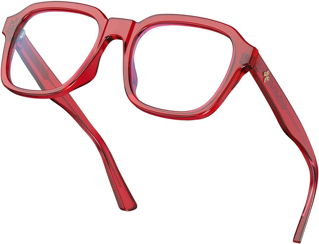 VISOONE Oversized Square Blue Light Blocking Glasses Fashion Computer Eyewear for Women and Men BENNETT (Burgundy Red)
