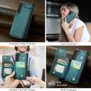 Vinich for Samsung Galaxy S23 Wallet Case with Card Holder, RFID Blocking Credit Slots Kickstand Shockproof Phone Cover Fit for Galaxy S23 6.1" Bluish Green
