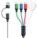 4 in 2 Multi Charging Cable for Apple Watch Charger, Travel Essentials Charger, Portable USB C/Micro USB Cord Compatible with iWatch 11-1, iPhone 17-11, iPad, Airpods, Android Phones, 4FT