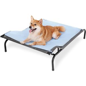 Sweetnight Elevated Dog Bed with Headrest for Large Dogs | Waterproof Raised Dog Cot for Outdoor - 43inch Heavy Duty Steel Frame with Cooling Mat &Easy AssemblySupports 66-88 lbs, L