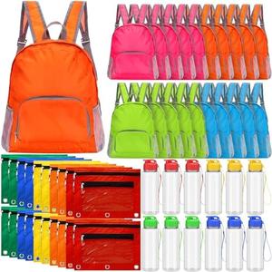 Bulyoou 60 Pcs Back to School Supplies with Backpacks Water Bottle Pencil Pouch Bulk School Backpack Donate Set for School(Novel)