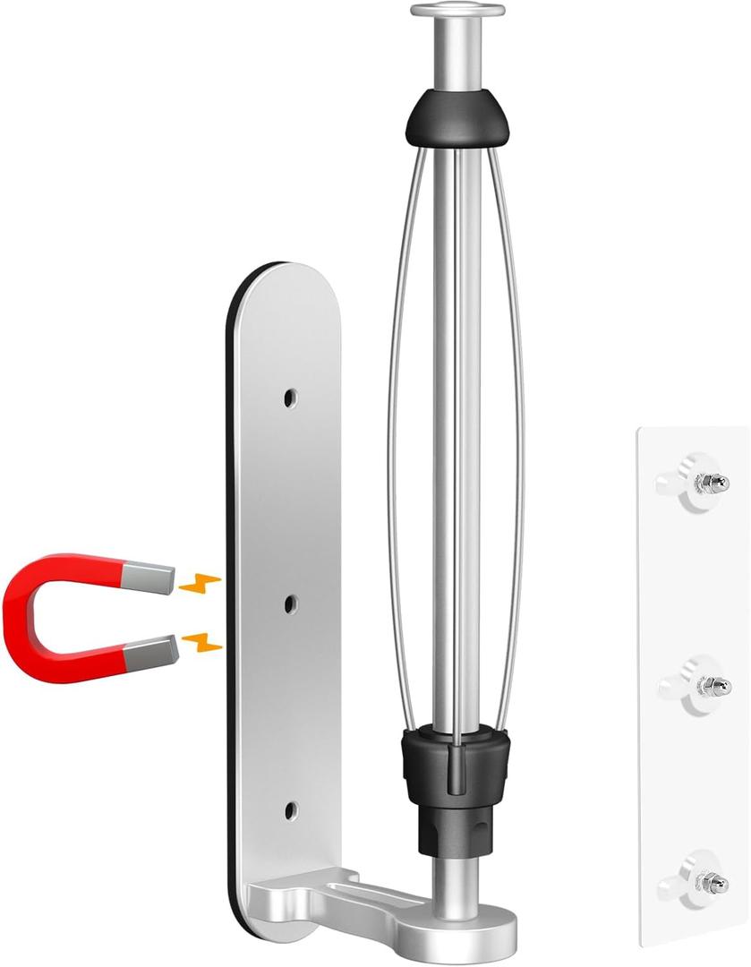 Magnetic Paper Towel Holder for Fridge - No Drill, One Hand Tear Paper Towel Holder with Ratchet Mechanism, Self-Adhesive & Wall Mount for Kitchen, Refrigerator, Grill, RV (Silver)