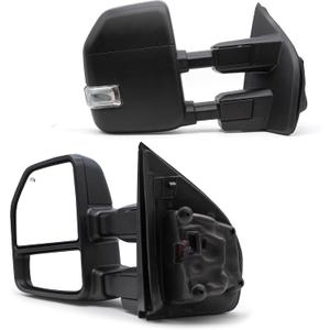 TOEMIRR Towing Mirrors fit for Ford F250 F350 F450 F550 Super Duty 2017 2018 2019 2020 Heated Power Temperature Sensor Turn Signal Auxiliary Light Manual Telescopic Black Tow Mirrors Rearview Mirrors, Large