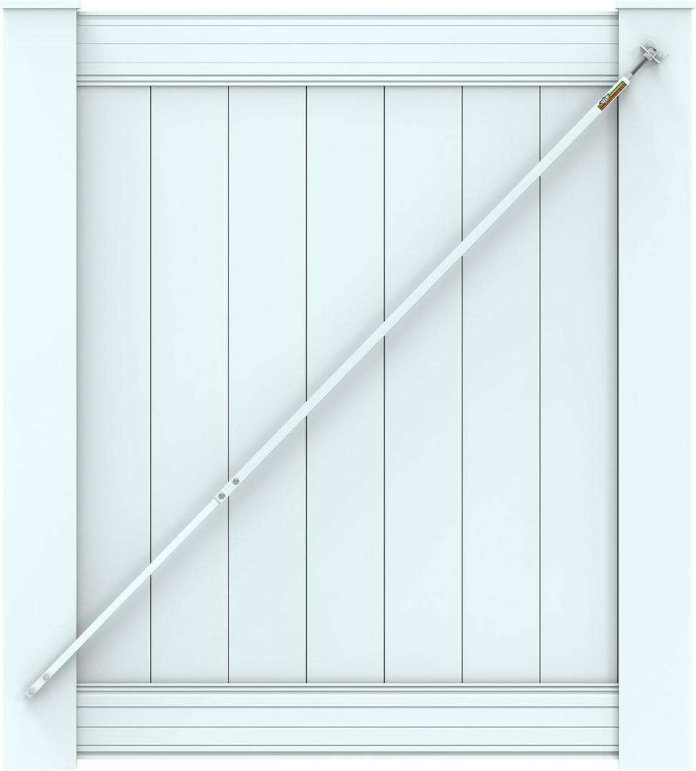 White True Latch 7' Gate Brace for Vinyl - Vinyl Fence Anti Sag Gate Kit - Gate Hardware Kit for Outdoor Vinyl Fence Gates, 1 Patented USA Made Brace (7' Telescopic (44" - 84"), White)