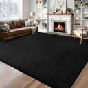 Large Area Rugs for Bedroom Living Room - 6x9 Feet Ultra Soft Black Rug Thickened with Memory-Foam, Solid Modern Minimalist Carpets for Home Decor, Non-Slip and Comfy Nursery Room Rugs