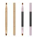Unaone 2 Pack Lip Brush for Lipstick, Dual-Ended Lip Makeup Brush with Lid, Lipstick Brush for Lip Gloss (Gold and Black)