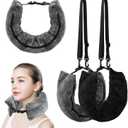 2 Pack Stuffable Travel Pillow for Extra Luggage, Adjustable Velvet Travel Neck Pillow, Stuffable NeckPillow with Clothes, Multifunctional Sleeping Rest Cushion
