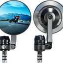 2 x VAZESWIN Aluminum Alloy Rainproof Motorcycle Bar End Mirrors, CNC Machined Anti-Glare Blue Lenses Motorcycle Rear View Mirrors, Foldable Multi-Angle Adjustable Fit for 12-18mm Handlebar Inner Diameter