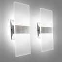 KICAAO Modern Wall Sconces Set of Two, Led Wall Light 10w, 6000k White Light Up Downlight, Hardwired Acrylic Wall Light Lighting, Suitable for Living Room Corridor Bedside (Cool White 6000K Pack of 2)
