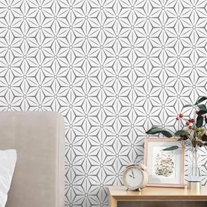 Rugreat Geometric Wallpaper Peel and Stick Modern Hexagon Contact Paper for Cabinets Self Adhesive Removable Wallpaper for Bedroom Gray and White Contact Paper for Bathroom Waterproof 78.8inL 17.3inW Set of 2