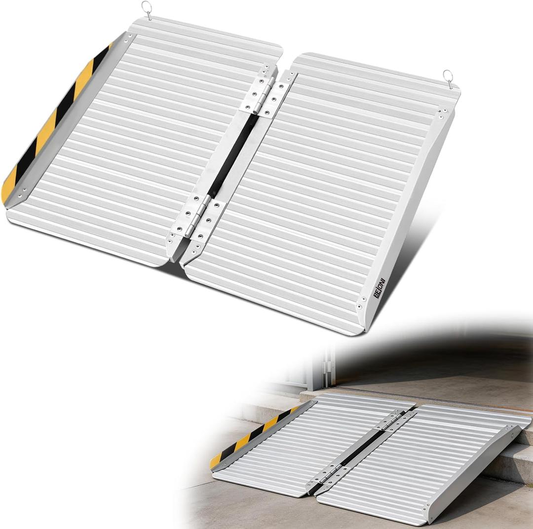 BEJONI 2FT Portable Wheelchair Ramp, 30''W Aluminum Folding Handicap Ramp for Home Steps, Non-Slip Threshold Ramps for Wheelchairs, Scooters, Doorways, Home Steps,Curbs, FSA,HSA