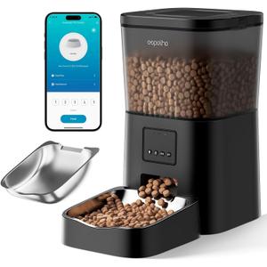 Automatic Cat Feeders WiFi: 2.4Ghz Smart APP Control- Timed Cat Food Dispenser with Desiccant Bag Keep Fresh for Indoor- Easy Set Up and Clean with Voice Recorder- Up to 10 Meals per Day