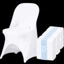 White 15 Pcs Folding Chair Covers with Open Back Spandex Stretch Chairs Seat Covers Washable Removable for for Wedding Party Dining Banquet Event