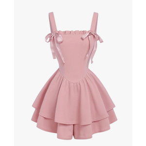 SHENHE Girl's Ruffle Hem Layered Sleeveless Dress Bow Cute Flare Short Dresses Size 13Y