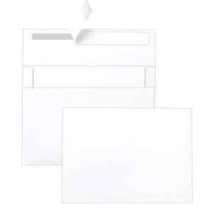 Silunkia White Blank Note Cards and Envelopes 5 x 7 Heavyweight Single Panel Cardstock and A7 Envelopes Printable Self Seal 20 Packs for Wedding Invitations, Birthday, Thank You Cards, Baby Shower