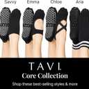 TAVI NOIR Women's Maddie Grip Socks - Non-Slip Yoga, Barre & Pilates Socks (Black, S)