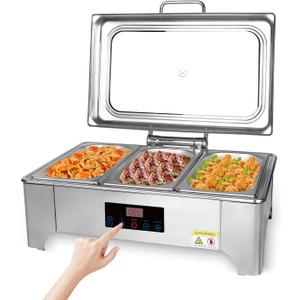 Electric Chafing Dishes Buffet Set: Stainless Steel Chaffing Server Chafer with Temperature Control (Third Size)