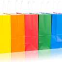 PakTalk [24 Pack Gift Bags Medium Size 8x4.25x10.5 inches Paper Party Favor Bags 6 Colors Red Orange Yellow Green Blue Purple Goodie Bags for Birthday, Wedding, Baby Shower, Party Supplies (Multi)
