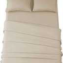 SONORO KATE Bed Sheet Set Super Soft Microfiber 1800 Thread Count Luxury Egyptian Sheets 16-Inch Deep PocketWrinkle and Hypoallergenic-4 Piece (Beige, California King)