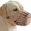 Basket Dog Muzzle for Large Medium Small Dogs, Cage Muzzles to Prevent Biting Chewing Licking Scavenging, Mouth Cover with Adjustable Strap for Vet Visits, Grooming, Walking (Size 6, Beige) (Size 6(Snout:10.5"-12.5"))