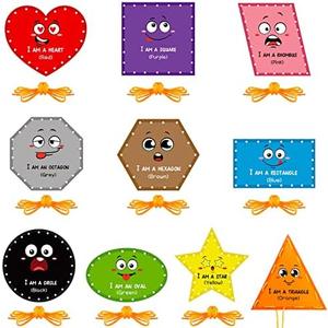 Funrous 10 Pieces Kids Recognition Lacing Cards Thick Cardboard Educational Sewing Cards Double Sided Lacing Playing Games for Children Toddler Preschool Developing Imagination Supplies (Shape)
