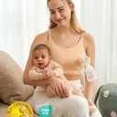 Momcozy Hands Free Pumping Bra, Adjustable Breast-Pumps Holding and Nursing Bra, Pumping & Nursing Bra in One (Beige, M)