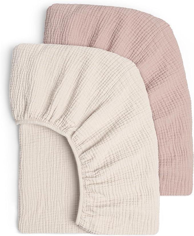 Lulu moon Muslin Crib Sheets - Fitted Crib Mattress Sheets for Boys and Girl - 28"x 52", 2 Pack 