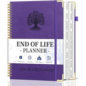 End of Life Planner, Spiral Estate Planning Organizer with Tabs for Senior, I'm Dead Now What Planner for Final Arrangements & Important Affairs with Large Print, 7.9"x10.4", Purple