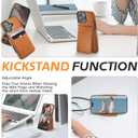 for iPhone 16 Leather Wallet Case, Compatible with Magsafe, 2 in 1 Detachable Magnetic Card Holder, RFID Blocking Kickstand Credit Slots Flip Case for Men Women, Brown