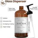 Sunrise Premium, 16 OZ Thick Amber Glass Soap Dispenser with Pump 2 Pack, Hand and Dish Soap Dispenser Set for Bathroom with 6 Waterproof Labels