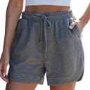 luvamia Casual Sweat High Waist Shorts for Women Summer Pull On Elastic Waist Loose Fit Comfy Lounge Athleisure Women's Shorts with Pockets Charcoal Heather, Small