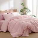 Nayoroom Gingham Duvet Cover Queen Size 100% Washed Cotton Pink Plaid Checkered Comforter Cover 3 Pcs Soft Breathable Grid Farmhouse Dorm Bedding Set for All Seasons