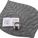 Weighted Lap Blanket 7 lbs 41"x53", Luxury Soft Small Weighted Lap Pad for Adults,Portable Travel Leaf Weighted Throw Blanket for Relaxation, All-Season Use and Machine Washable Deep Gray